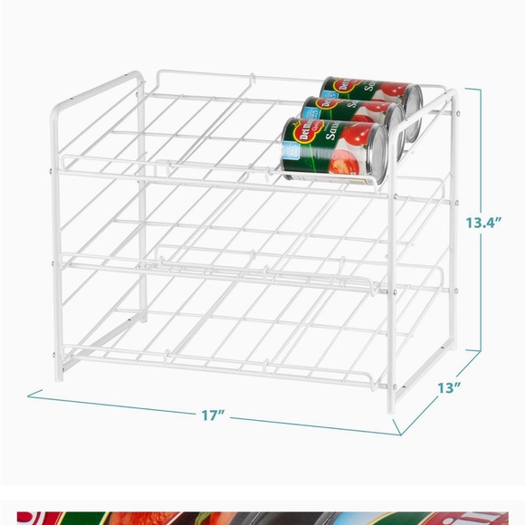 Stackable 3-Tier Can Rack Organizer/Color White/Material Metal - Picture 2 of 8